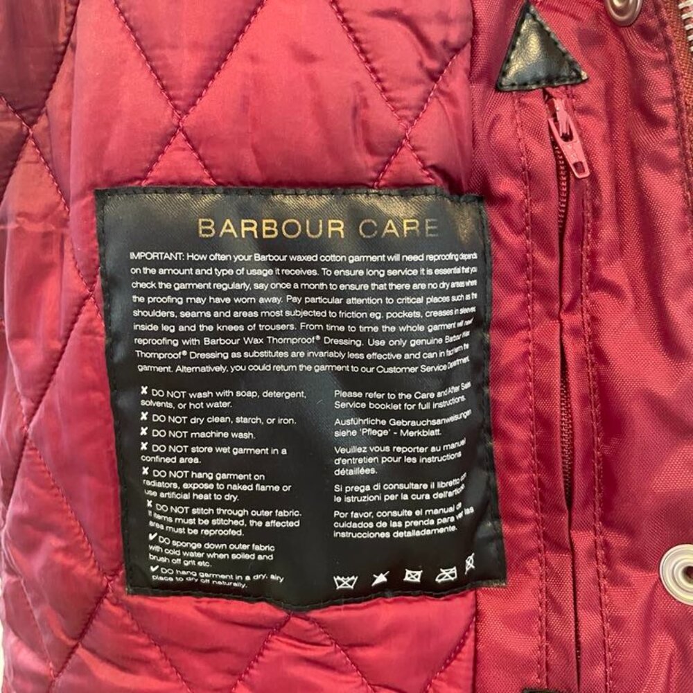Women's Brick Red Waxed Cotton Barbour Jacket, Size 8 - Picture 7 of 12